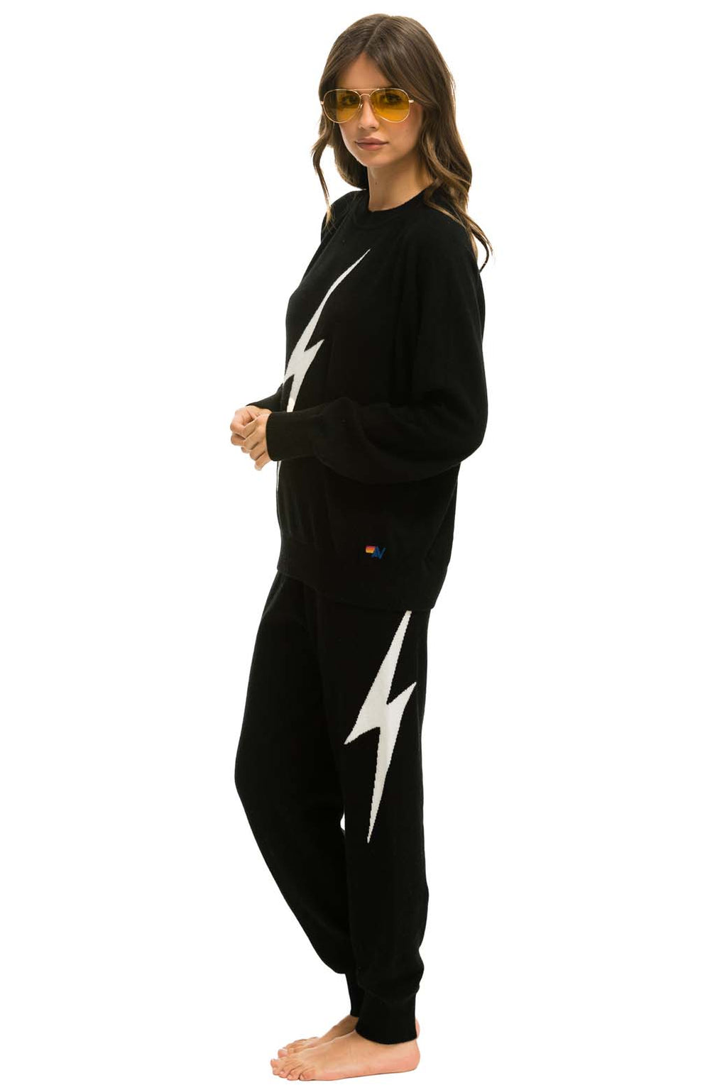 Retro BOLT CASHMERE LIGHT SWEATER PANT - BLACK WHITE BOLT