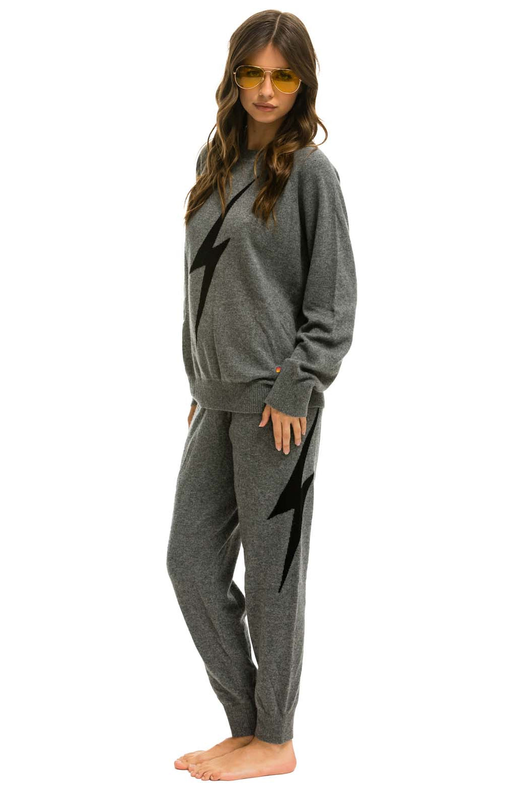 Retro BOLT CASHMERE LIGHT SWEATER PANT - DEEP HEATHER BLACK BOLT