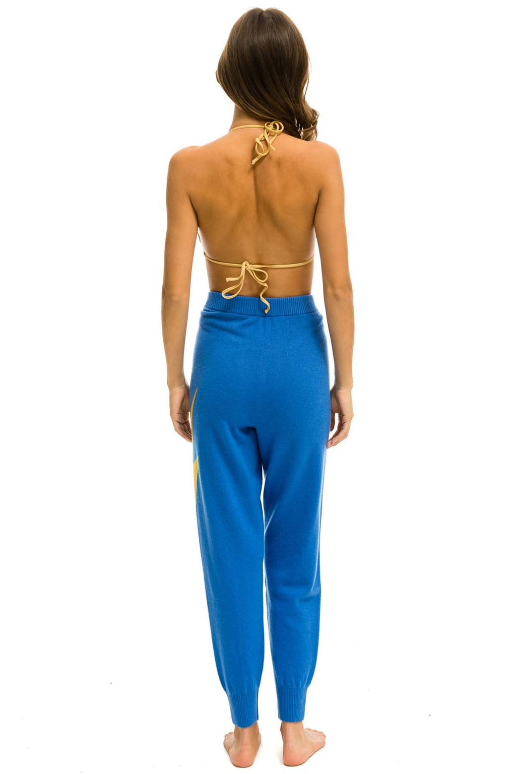 Retro BOLT CASHMERE LIGHT SWEATER PANT - VINTAGE BLUE GOLD BOLT
