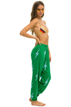 Retro BOLT STITCH REPEAT SWEATPANTS - KELLY GREEN BLUE
