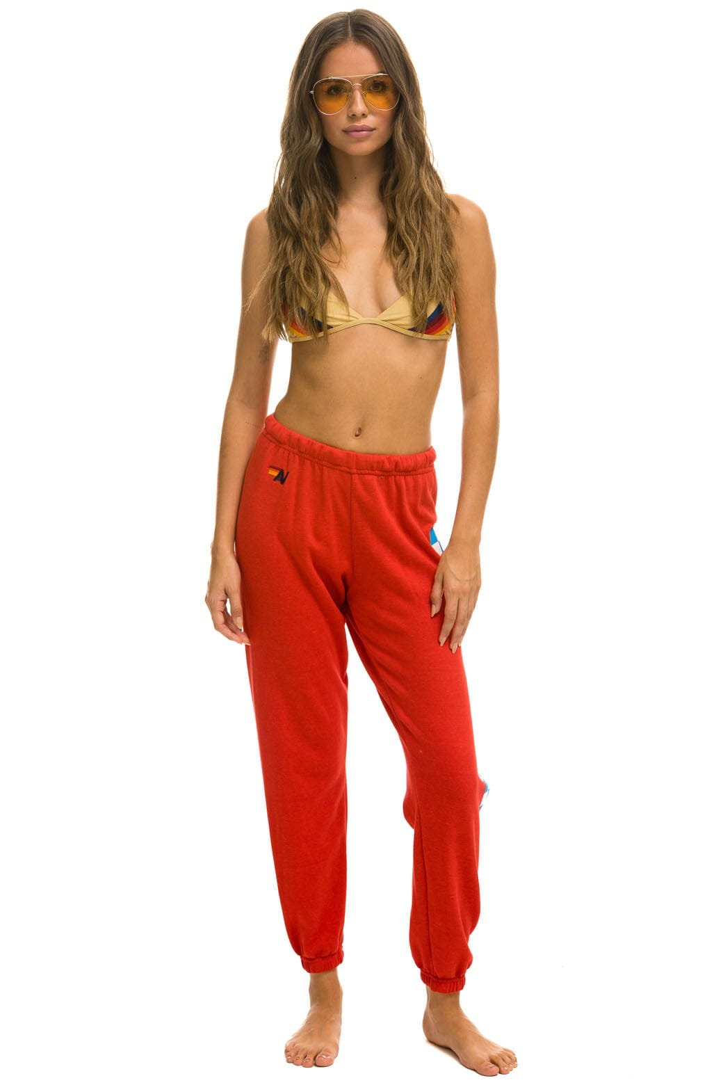 Retro CHECK LEG SWEATPANTS - RED WHITE BLUE