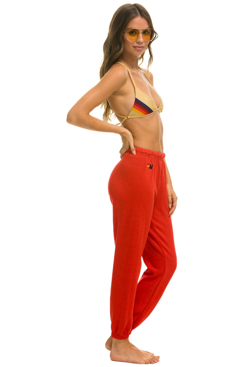 Retro CHECK LEG SWEATPANTS - RED WHITE BLUE