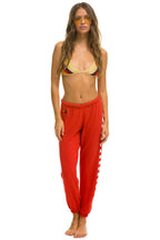 Retro CHECK LEG SWEATPANTS - RED WHITE