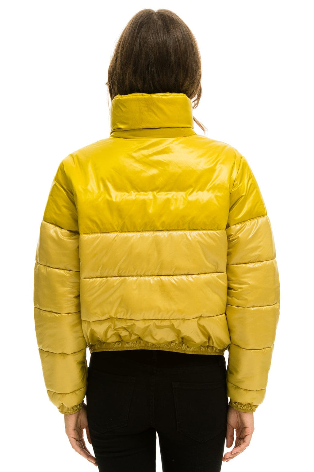 Retro COLOR BLOCK HALF AND HALF APRES PUFFER JACKET - HONEY GLOSSY