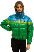 Retro COLOR BLOCK LUXE APRES PUFFER JACKET - AMAZON GLOSSY