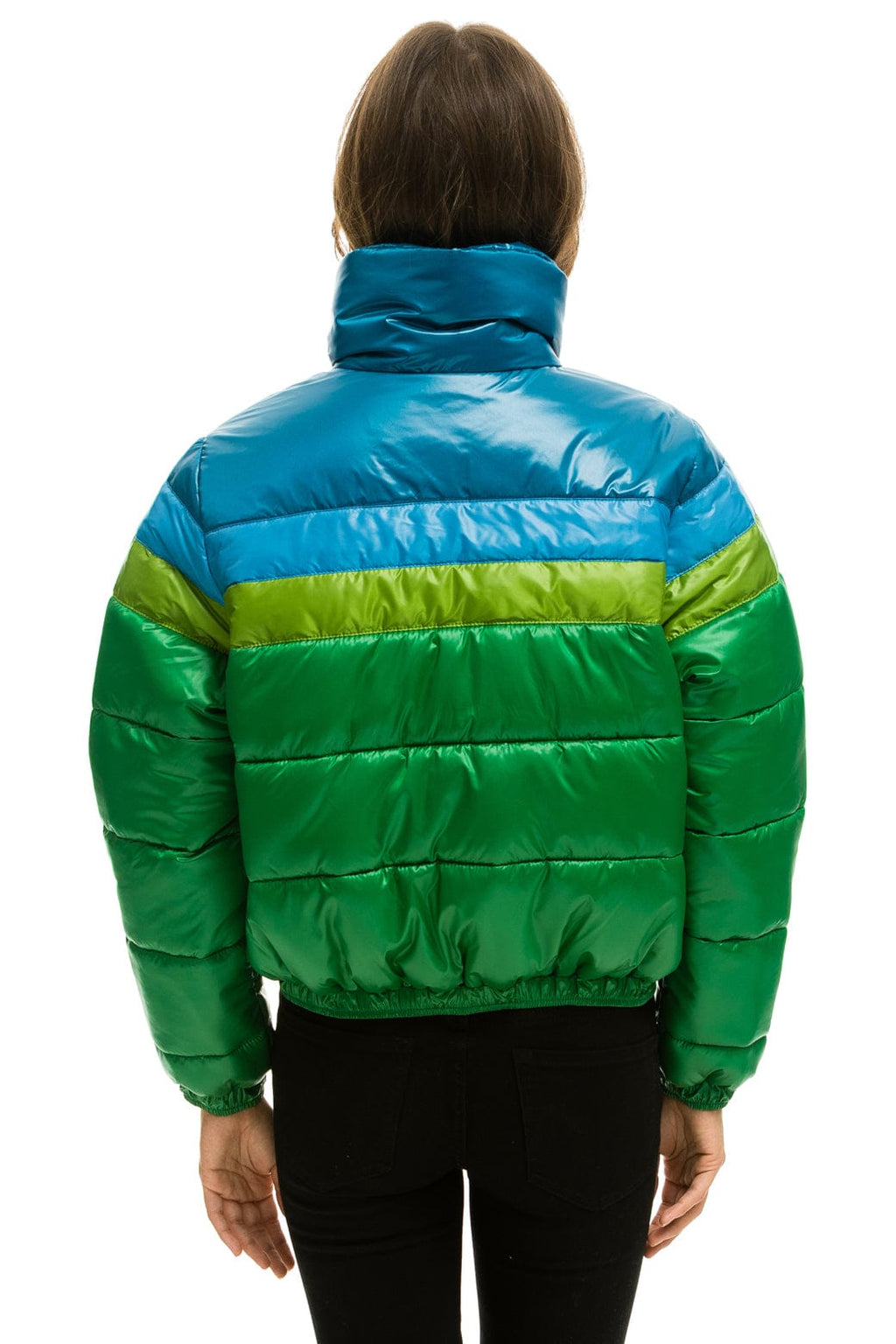 Retro COLOR BLOCK LUXE APRES PUFFER JACKET - AMAZON GLOSSY