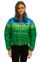 Retro COLOR BLOCK LUXE APRES PUFFER JACKET - AMAZON GLOSSY
