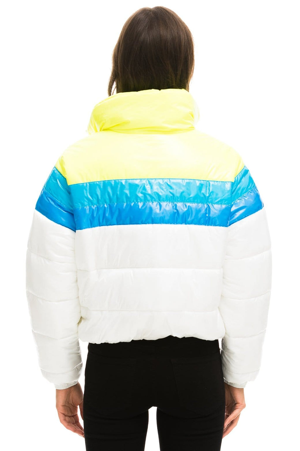 Retro COLOR BLOCK LUXE APRES PUFFER JACKET - GLOSSY WHITE
