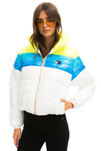 Retro COLOR BLOCK LUXE APRES PUFFER JACKET - GLOSSY WHITE