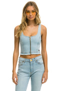 Retro DENIM TOP ZIP FRONT BUSTIER - SUPER LIGHT