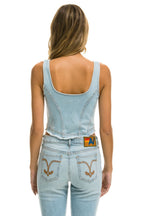 Retro DENIM TOP ZIP FRONT BUSTIER - SUPER LIGHT