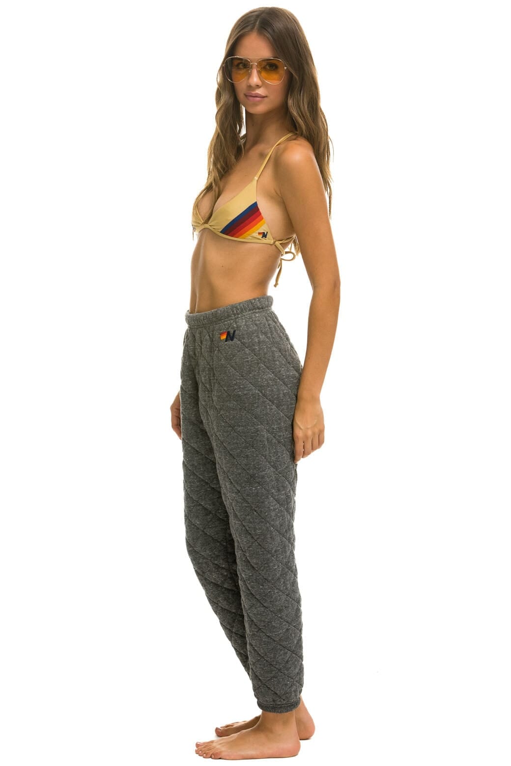 Retro QUILTED SWEATPANTS - HEATHER GREY