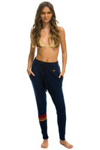 Retro RAINBOW 4 STRIPE CASHMERE RELAXED FIT PANT - MIDNIGHT
