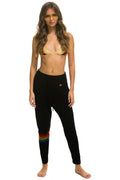 Retro RAINBOW 6 STRIPE CASHMERE RELAXED FIT PANT - BLACK