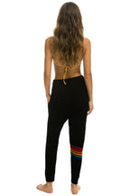 Retro RAINBOW 6 STRIPE CASHMERE RELAXED FIT PANT - BLACK