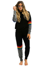Retro RAINBOW STRIPE CASHMERE LIGHT SWEATER PANT - BLACK CHARCOAL