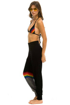 Retro RAINBOW STRIPE CASHMERE LIGHT SWEATER PANT - BLACK CHARCOAL