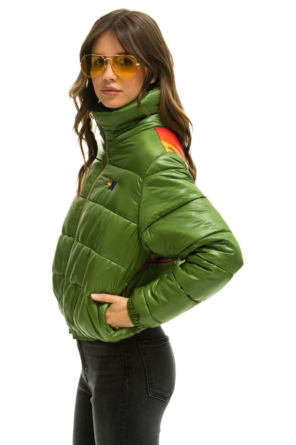 Retro SUNBURST APRES PUFFER JACKET - GLOSSY GARDEN GREEN