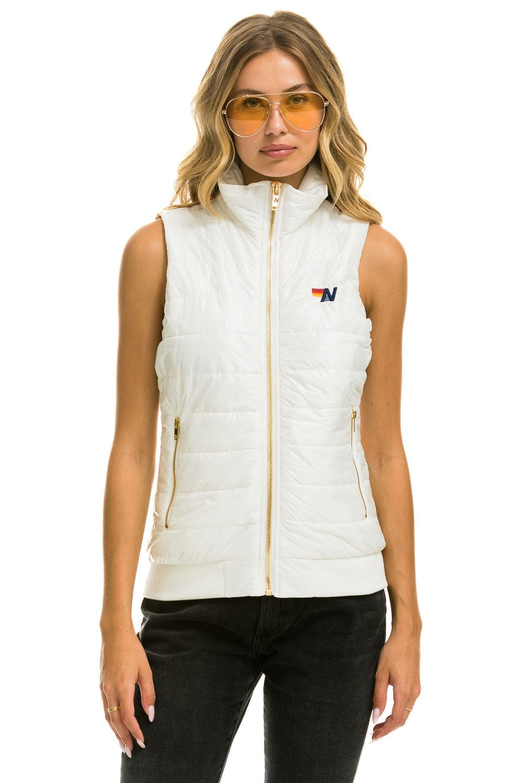 Retro SUNBURST VEST - GLOSSY WHITE