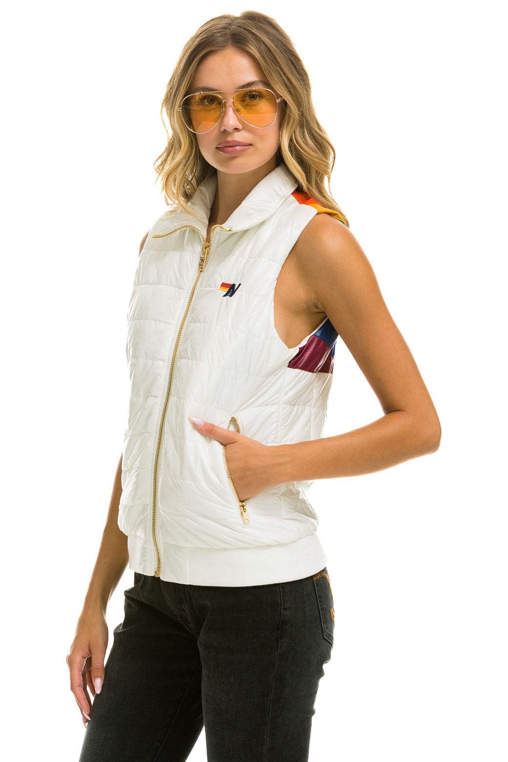 Retro SUNBURST VEST - GLOSSY WHITE