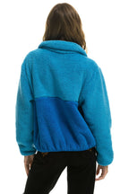 Retro TEDDY APRES HALF ZIP COLOR BLOCK JACKET - OCEAN