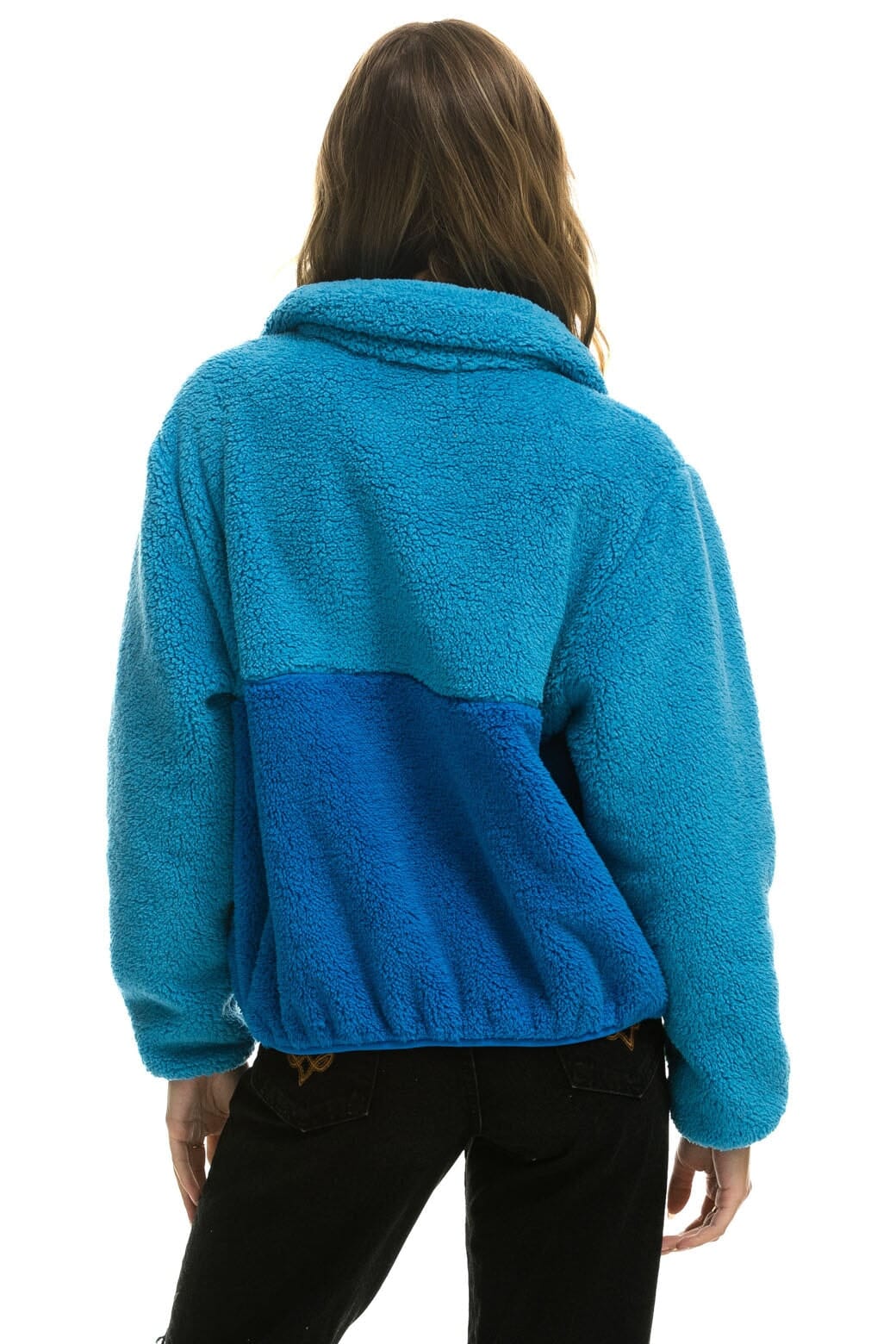 Retro TEDDY APRES HALF ZIP COLOR BLOCK JACKET - OCEAN